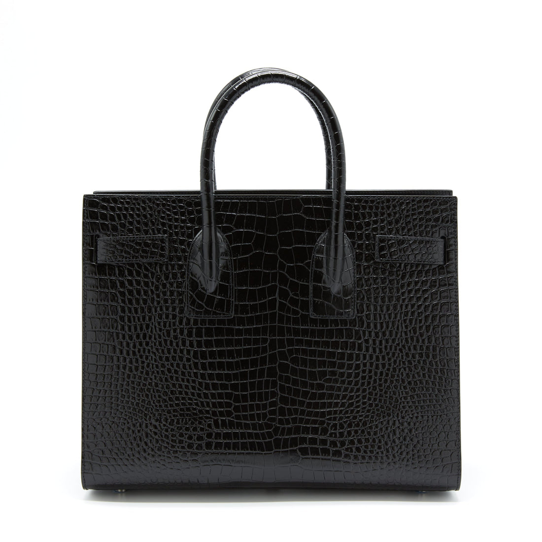 Saint Laurent/ YSL Sac De Jour Crocodile Embossed Black SHW