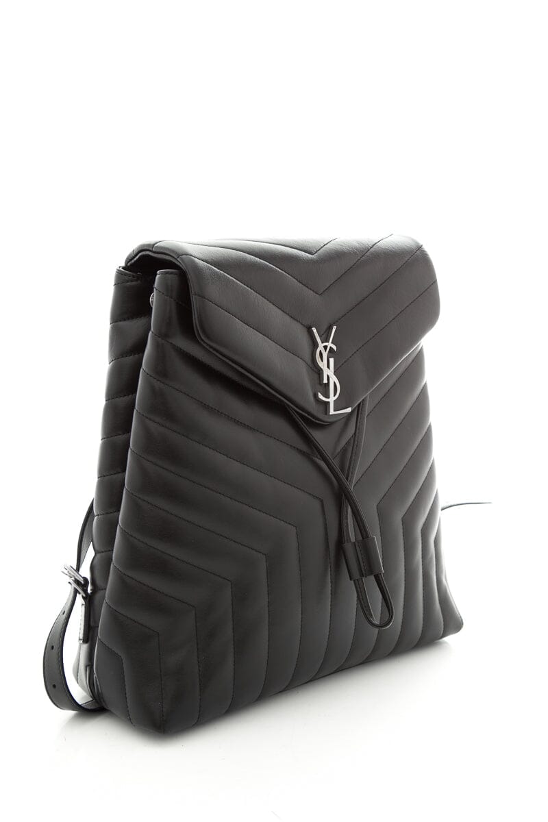 Saint Laurent Black Lou Lou Chevron Lambskin Backpack W/ Silvertone HW