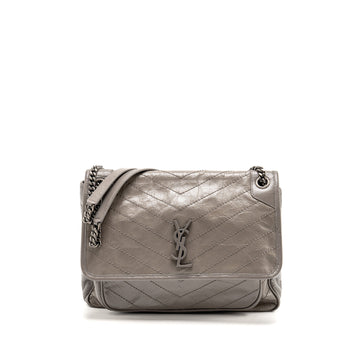 Saint Laurent / YSL Large Niki Bag CalBNkin Grey SHW