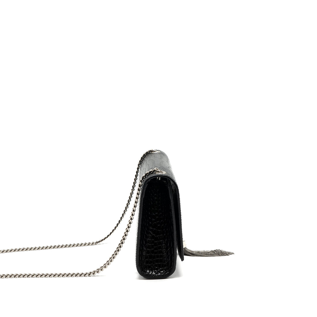 Saint Laurent/YSL Kate Tassel Croc-embossed calBNkin Black SH