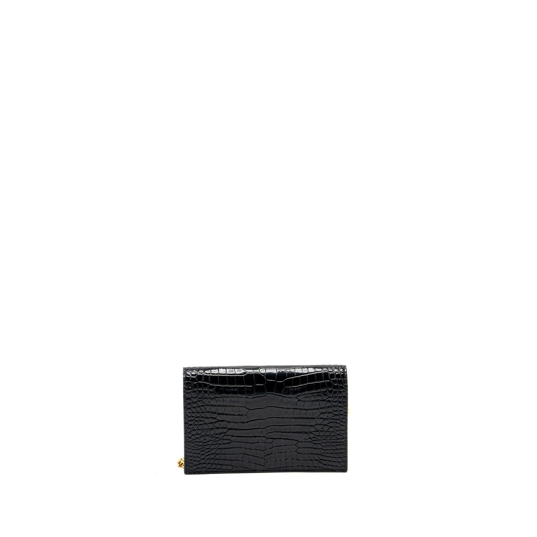 Saint Laurent/YSL Kate Tassel Croc-Embossed CalBNkin Black GHW
