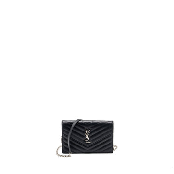 Saint Laurent Envelope Wallet on Chain Grained CalBNkin Black SHW