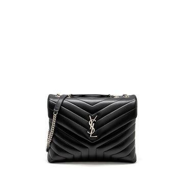 Saint Laurent Medium LouLou Shoulder Bag CalBNkin Black SHW