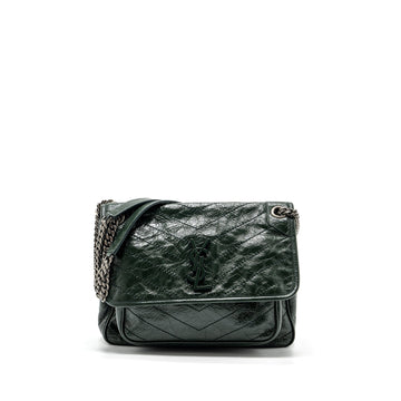 Saint laurent medium Niki calBNkin green ruthenium hardware