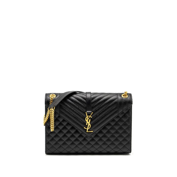 Saint Laurent Large Envelope Bag CalBNkin Black GHW
