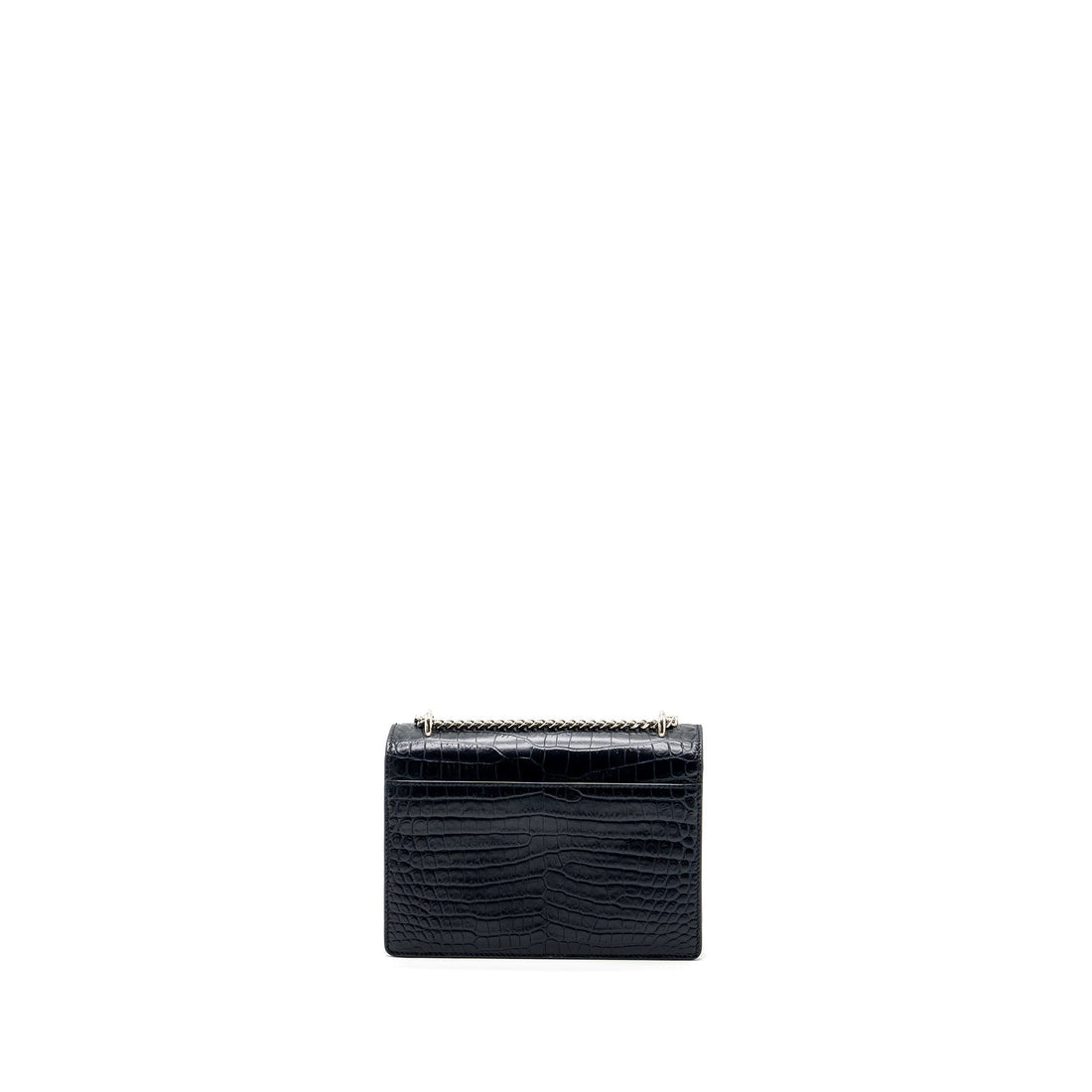 Saint Laurent/YSL Mini Sunset Bag Crocodile-Embossed CalBNkin Navy SHW