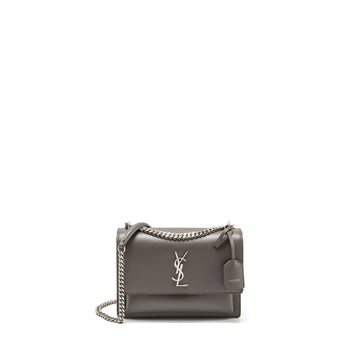 SAINT LAURENT / YSL Medium Sunset Bag CalBNkin Grey SHW