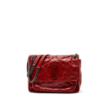 Saint laurent medium Niki bag of calBNkin red ruthenium hardware