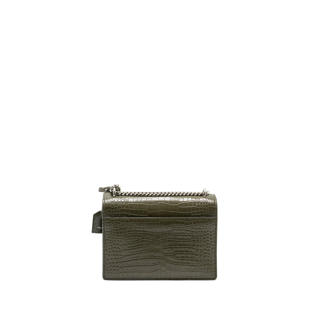 Saint Laurent/YSL Sunset Bag Croc-Embossed CalBNkin Khaki SHW