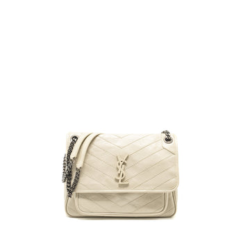 Saint Laurent/ YSL Medium Niki CalBNkin White SHW
