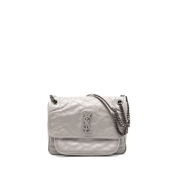 Saint Laurent Medium Niki Bag CalBNkin Grey Ruthenium Hardware