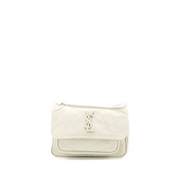 Saint Laurent Niki Baby Chain Bag in Crinkled CalBNkin Blanc SHW