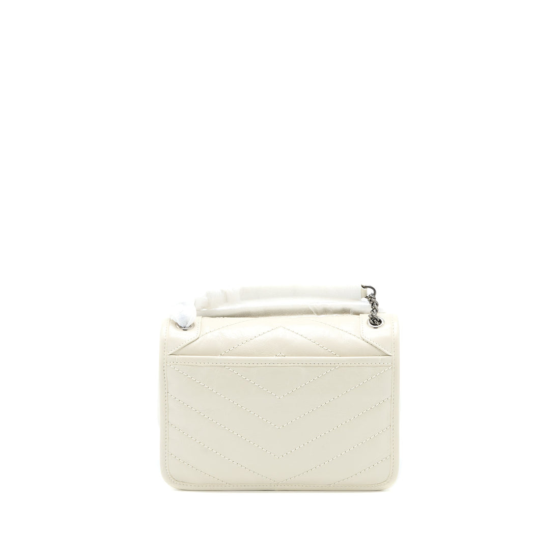 Saint Laurent Niki Baby Chain Bag in Crinkled CalBNkin Blanc SHW