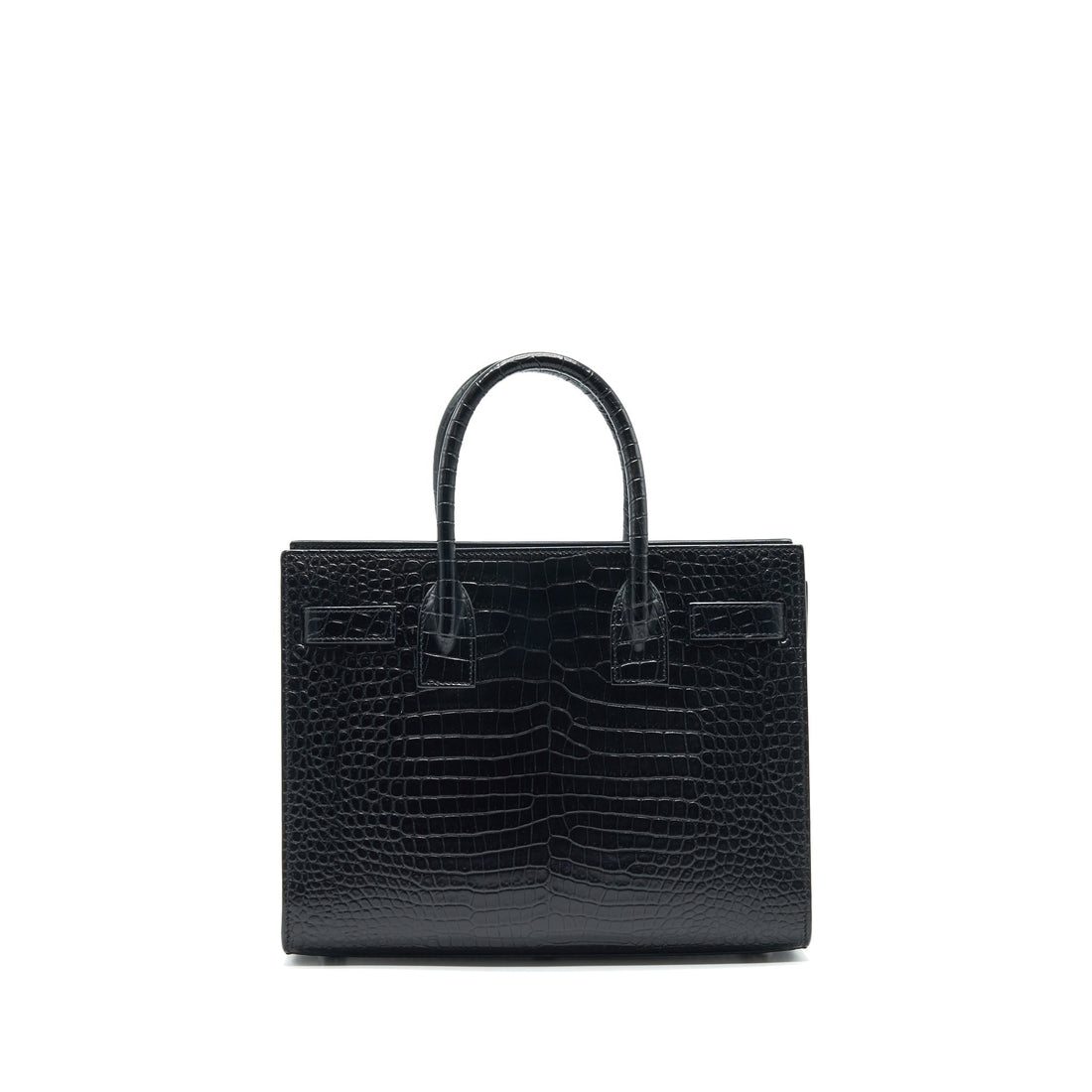 Saint Laurent Sac De Jour Baby in Croc embossed leather Black SHW