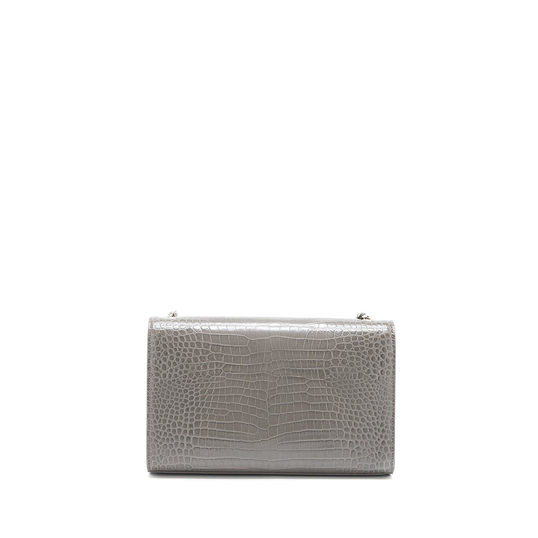 Saint Laurent Kate Bag Croc Embossed-CalBNkin Grey SHW