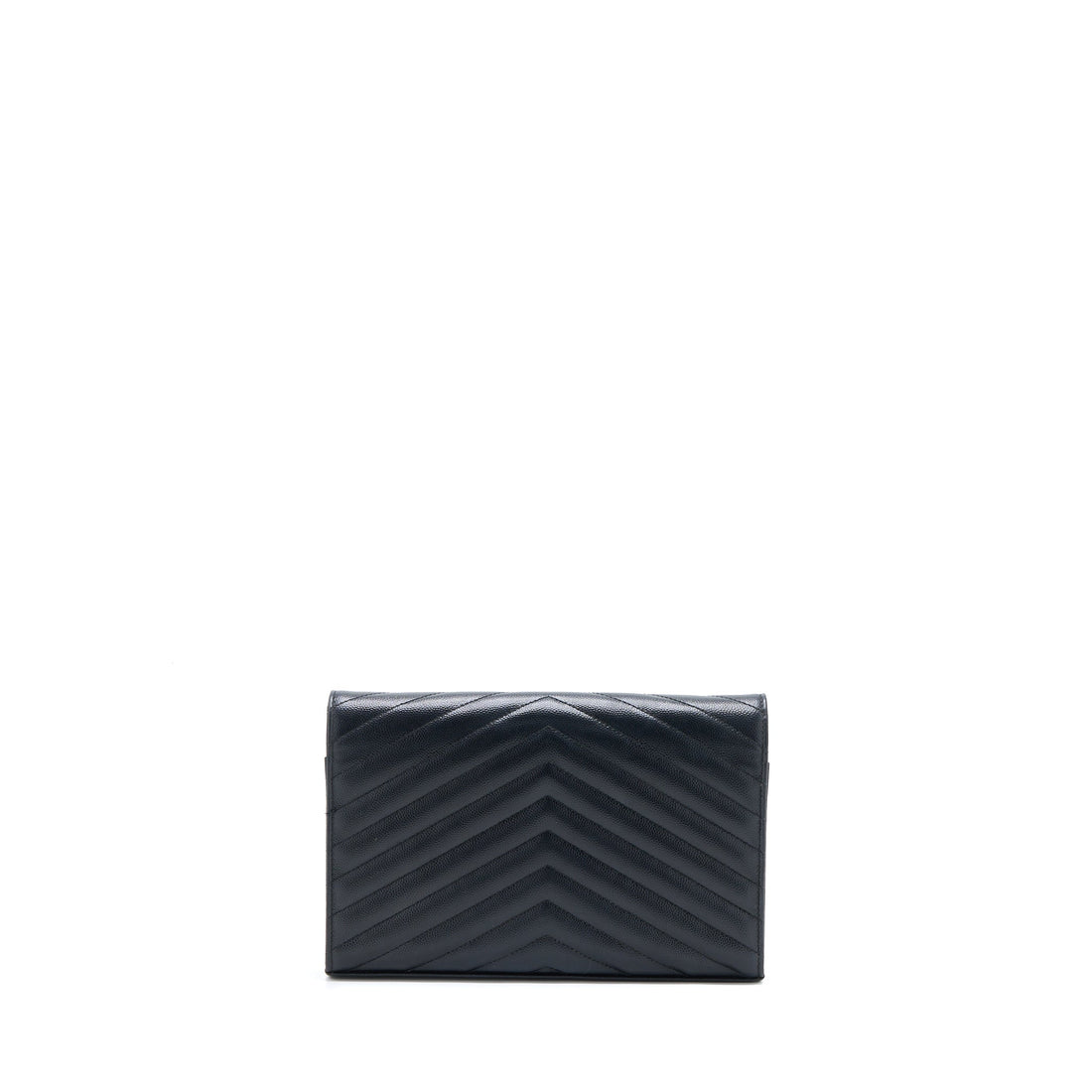 Saint Laurent/YSL Cassandra Matelasse Envelope Chain Wallet Grained CalBNkin Black GHW