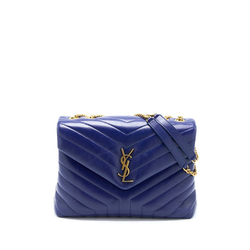 Saint Laurent/YSL Medium Loulou Shoulder Bag CalBNkin Blue GHW