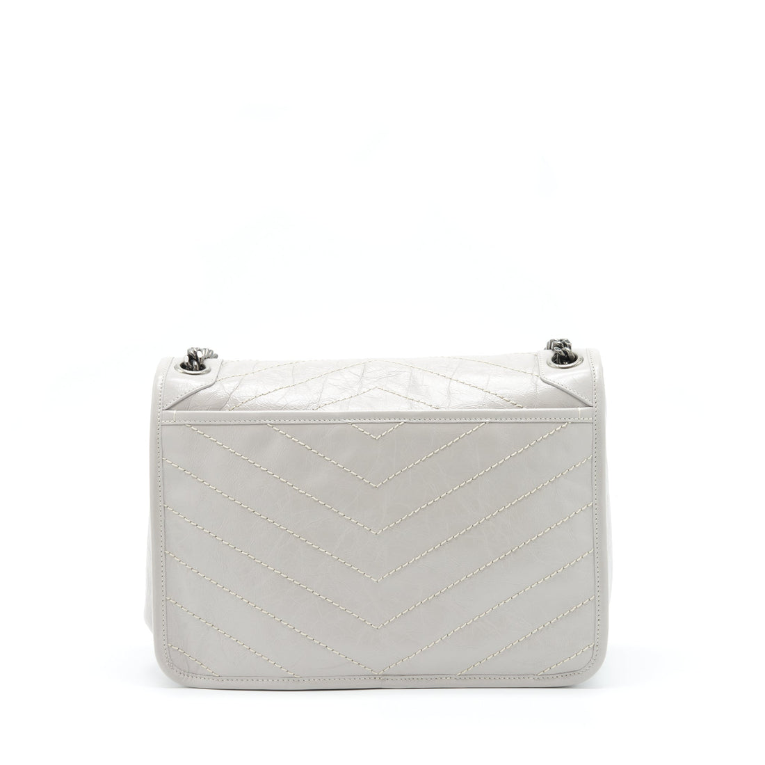 Saint Laurent Medium Niki Bag CalBNkin Light Grey With Ruthenium Hardware