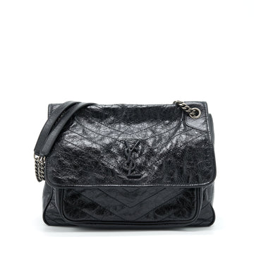 Saint Laurent Large Niki Shoulder Bag CalBNkin Black SHW