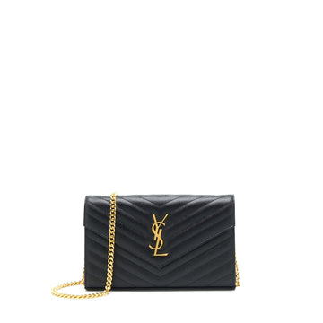 Saint laurent Envelope Chain Crossbody Bag Grained CalBNkin black GHW
