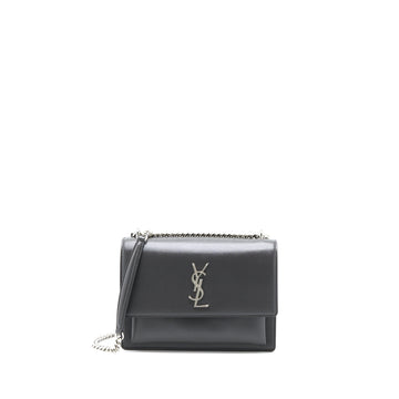 Saint Laurent Sunset Chain Bag CalBNkin Dark Grey SHW