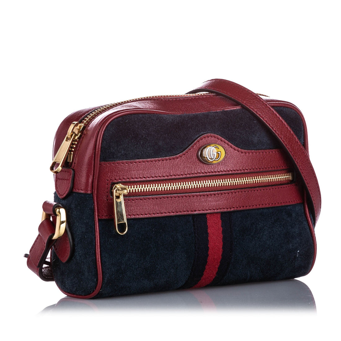 Gucci Gucci Mini Ophidia Suede Crossbody Bag Blue