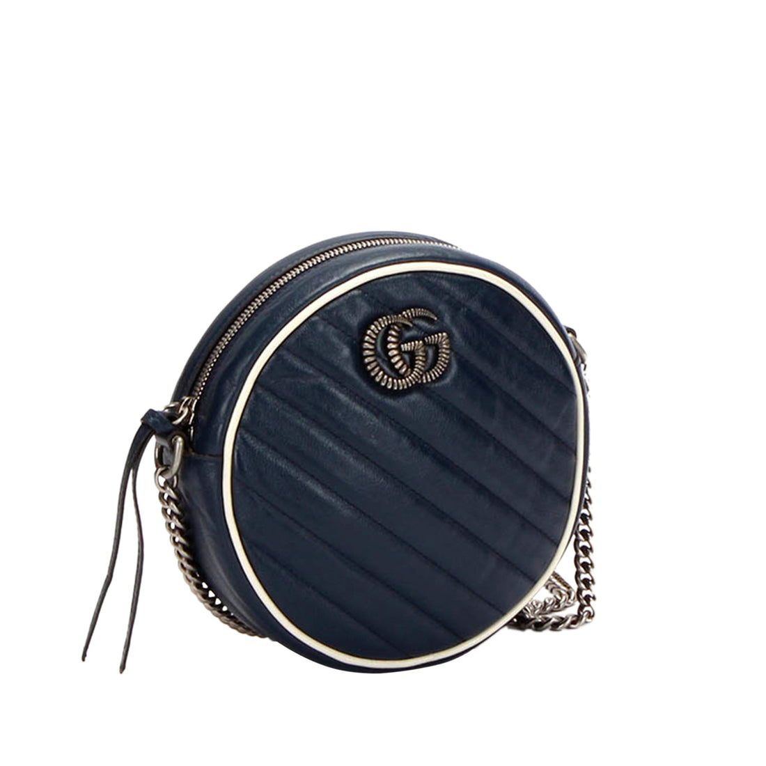 Gucci Gucci Mini GG Marmont Round Leather Crossbody Bag Blue