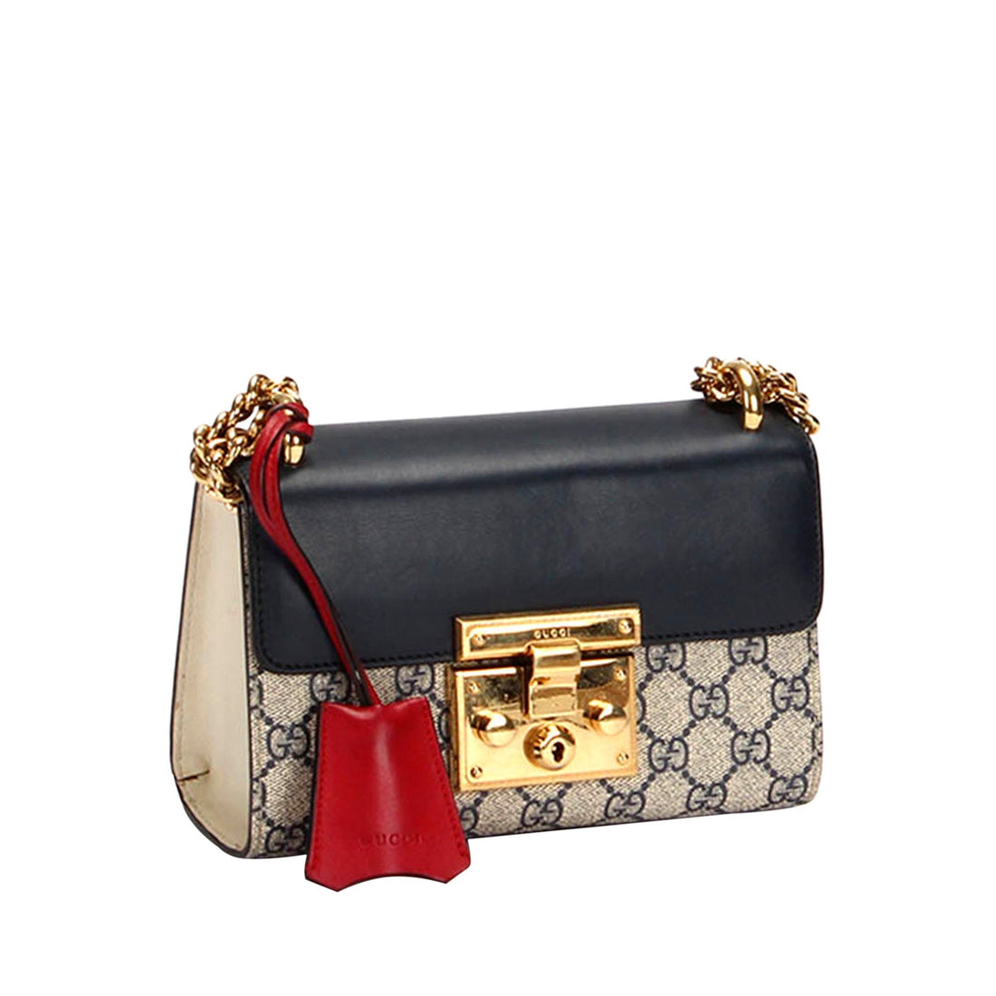 Gucci Gucci Small GG Supreme Padlock Crossbody Bag Brown