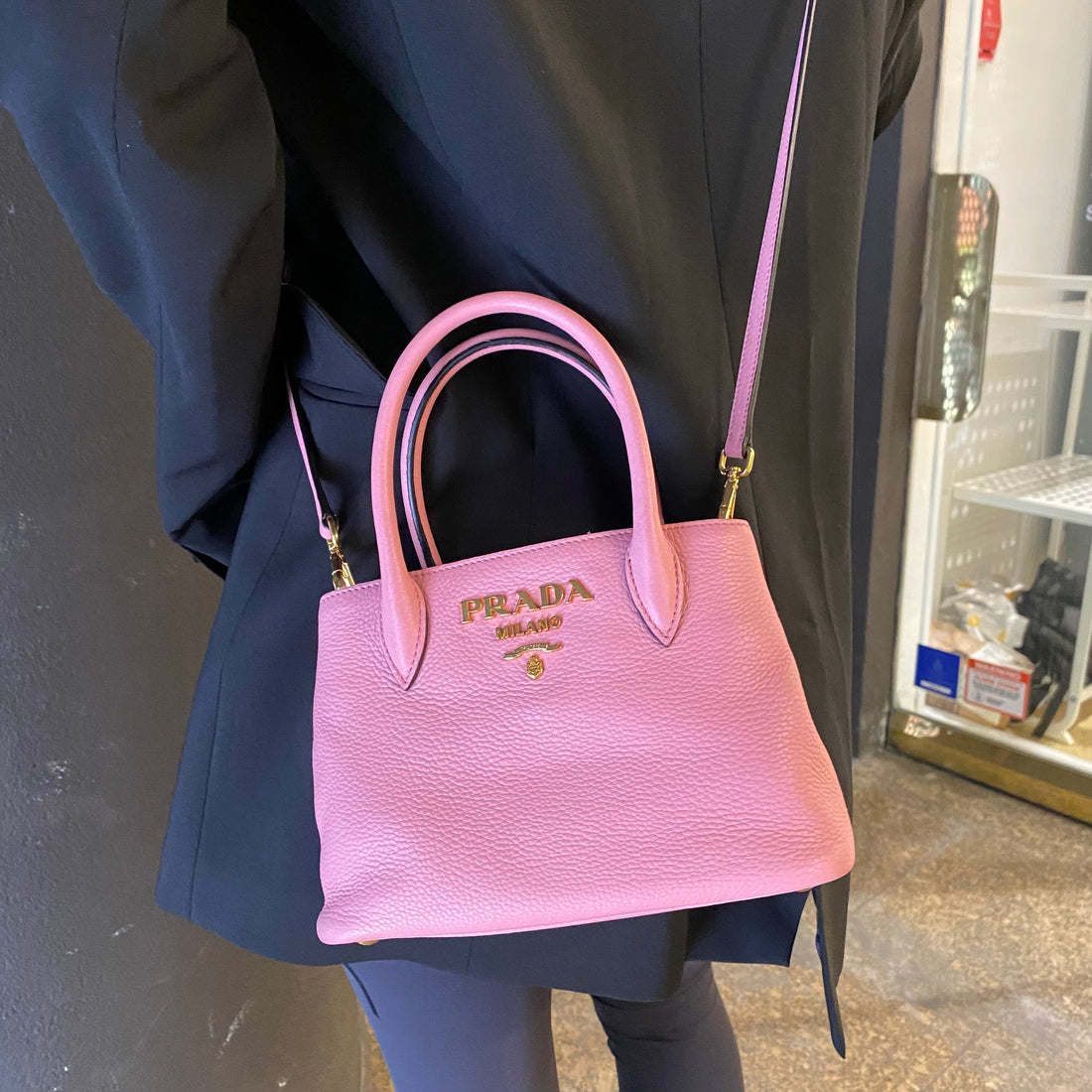 Prada pink monogrome tote saffiano