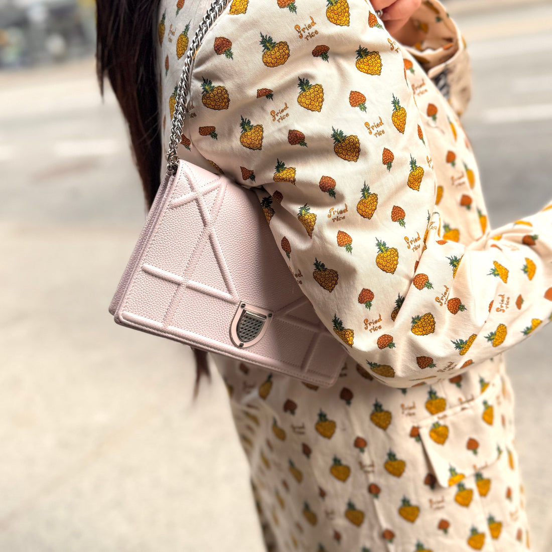 Christian Dior Grained Calfskin Diorama Croisiere Chain Wallet