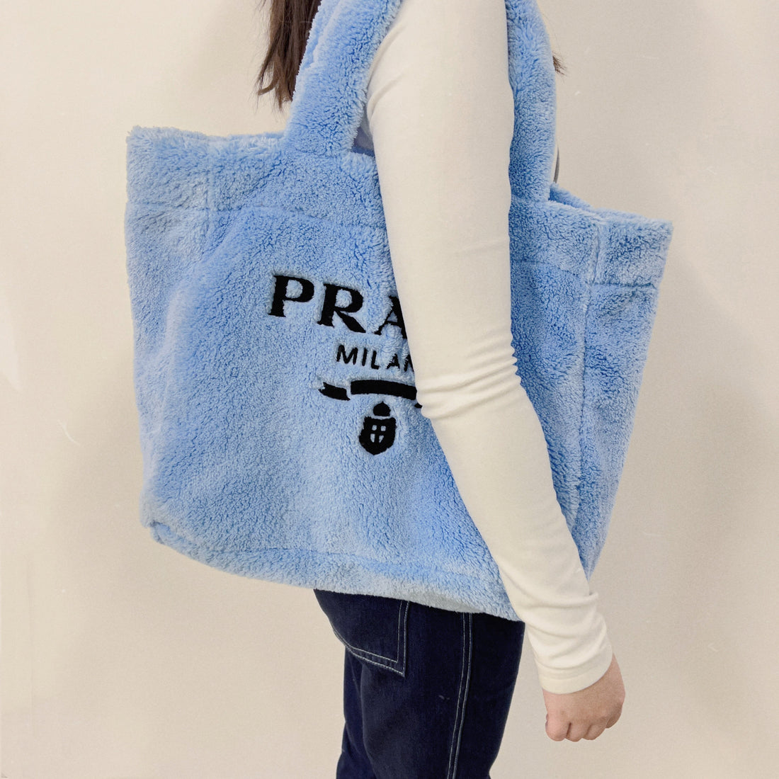 Prada Baby Blue Towel Tote Bag
