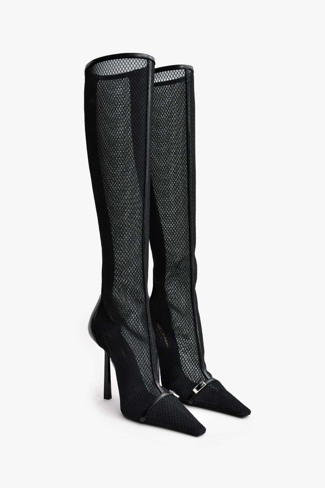 Saint Laurent Black Mesh 'Oxalis' Knee High Boots Size 37