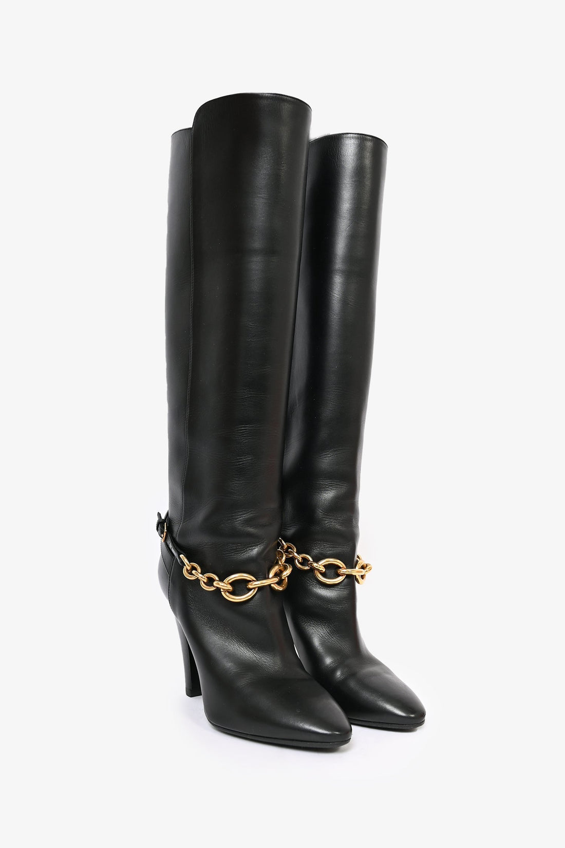 Saint Laurent Black Leather Knee High Boots Size 37