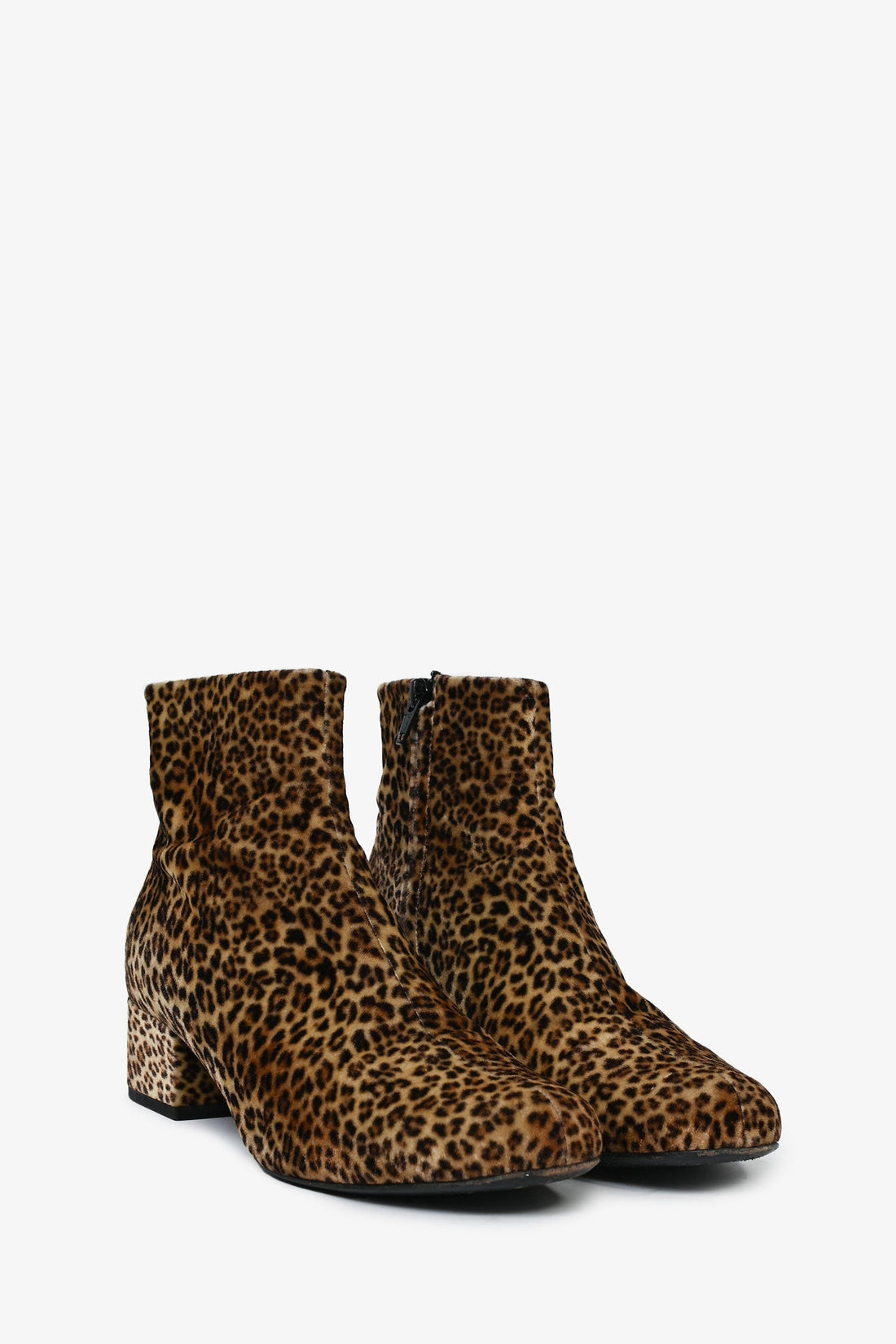 Saint Laurent Leopard Velvet Ankle Booties Size 39