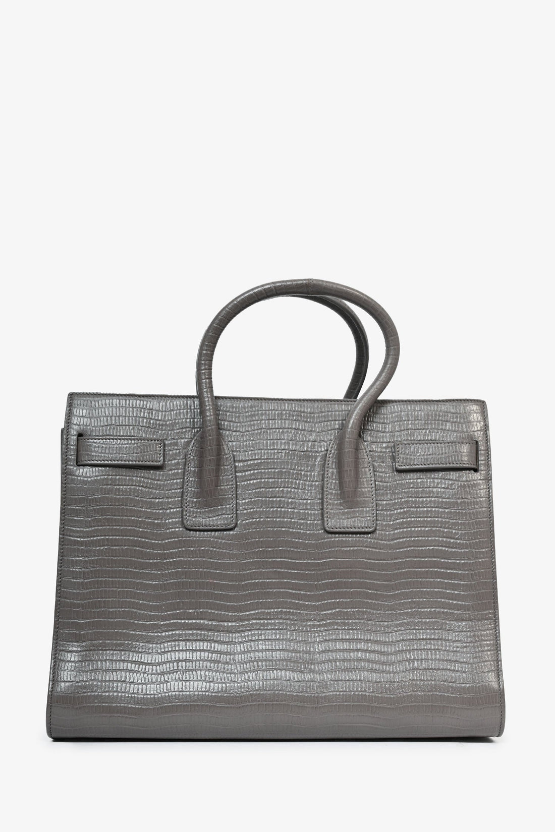 Saint Laurent Grey Croc Embossed Small Sac de Jour Top Handle  Strap