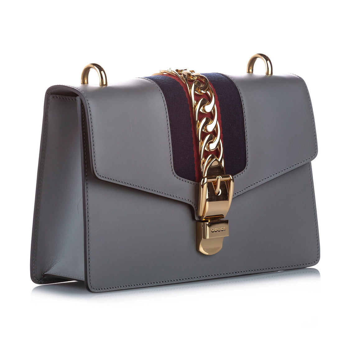 Gucci Sylvie Leather Shoulder Bag Gray
