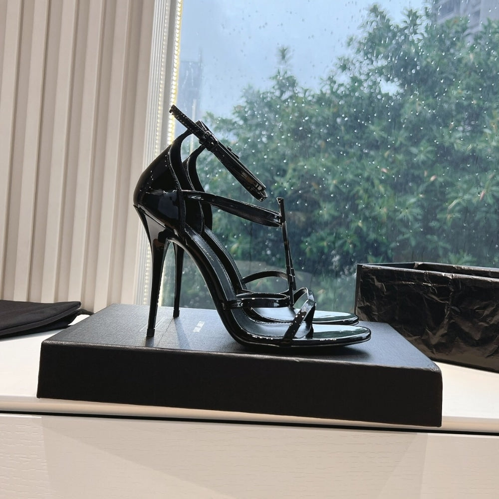 YSL CASSANDRA SANDALS IN ALL BLACK 6301090NPVV1000