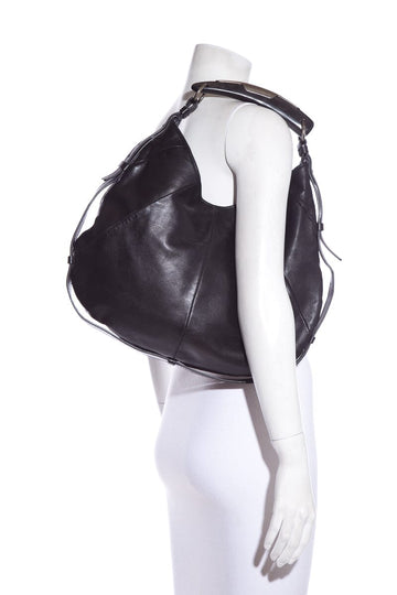 YSL  Black Lambskin & Horn Handle Handbag