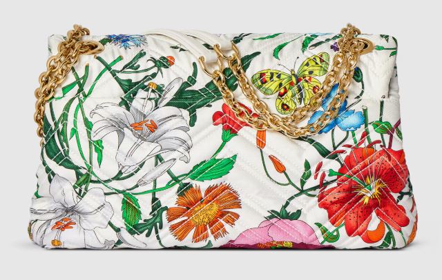 Gucci Marmont medium shoulder bag Variation white silk twill