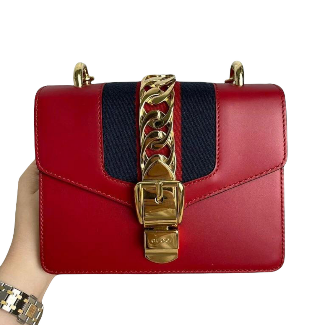 Gucci Sylvie Flap Mini Leather Red GHW